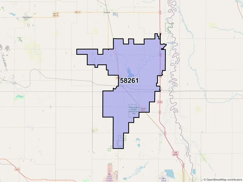 Map of Minto, North Dakota and ZIP codes