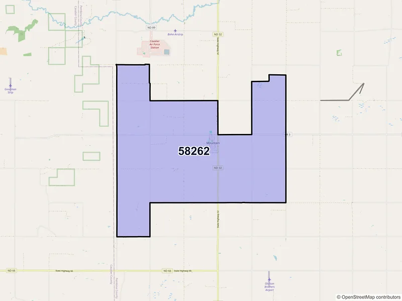Map of ZIP Code 58262 — Mountain, ND