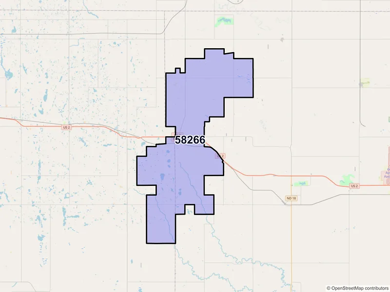 Map of ZIP Code 58266 — Niagara, ND