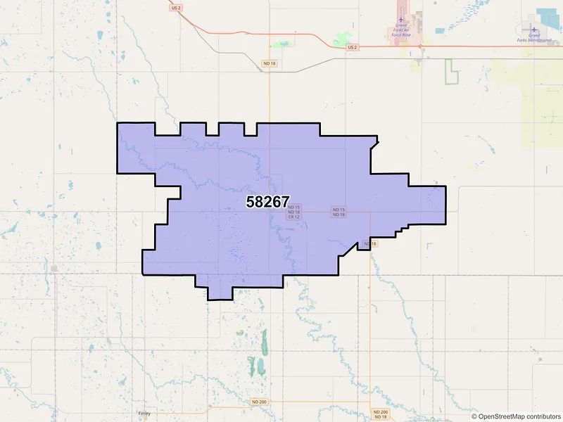 Map of ZIP Code 58267 — Northwood, ND