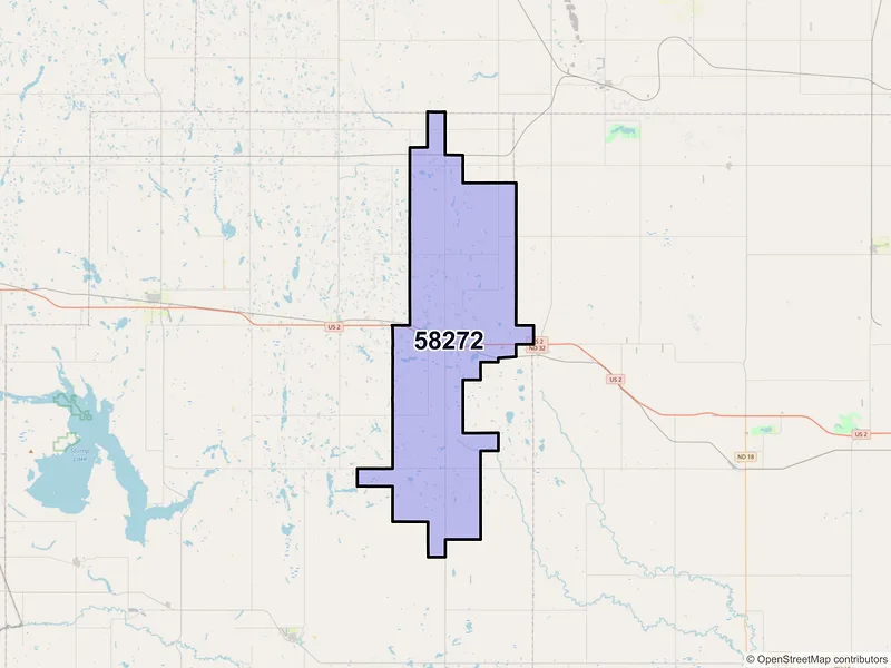 Map of ZIP Code 58272 — Petersburg, ND
