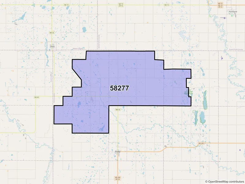 Map of ZIP Code 58277 — Sharon, ND