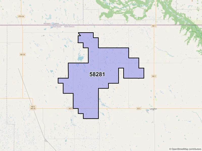 Map of Wales, North Dakota and ZIP codes