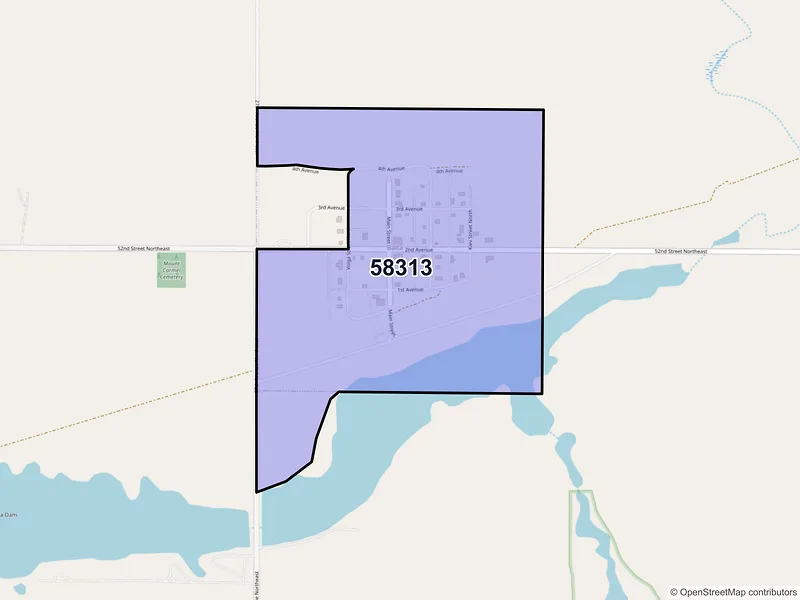 Map of ZIP Code 58313 — Balta, ND