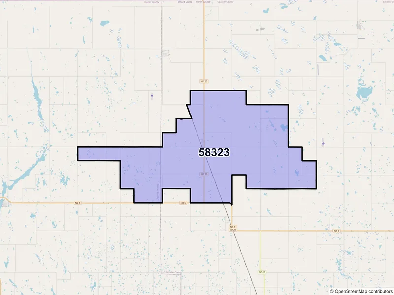 Map of Calvin, North Dakota and ZIP codes