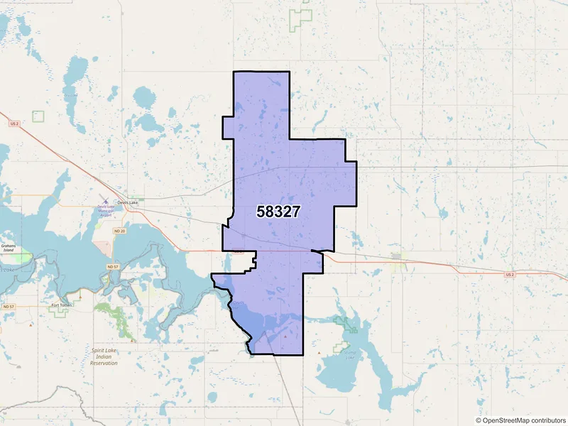 Map of ZIP Code 58327 — Crary, ND