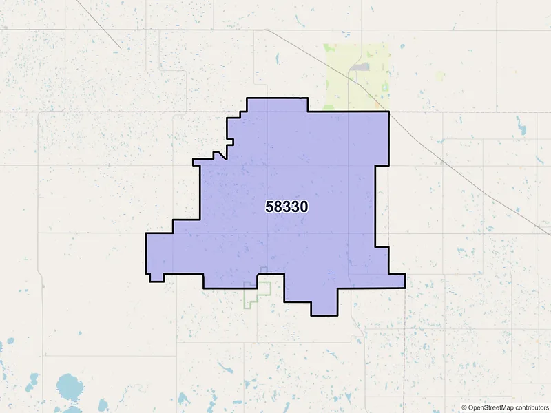 Map of ZIP Code 58330 — Edmore, ND