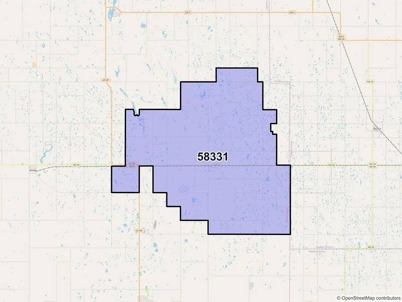 Map of ZIP Code 58331 — Egeland, ND