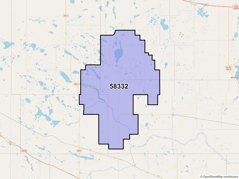Map of ZIP Code 58332 — Esmond, ND