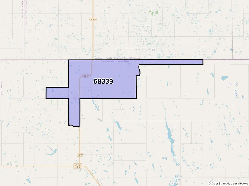 Map of ZIP Code 58339 — Hansboro, ND