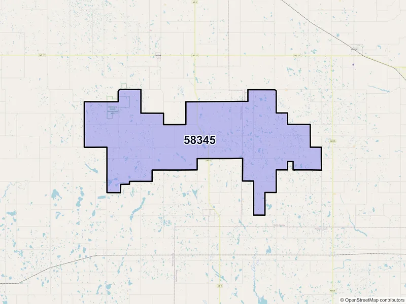 Map of Lawton, North Dakota and ZIP codes