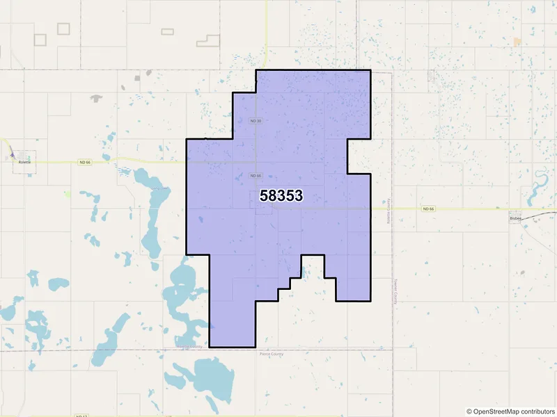 Map of ZIP Code 58353 — Mylo, ND