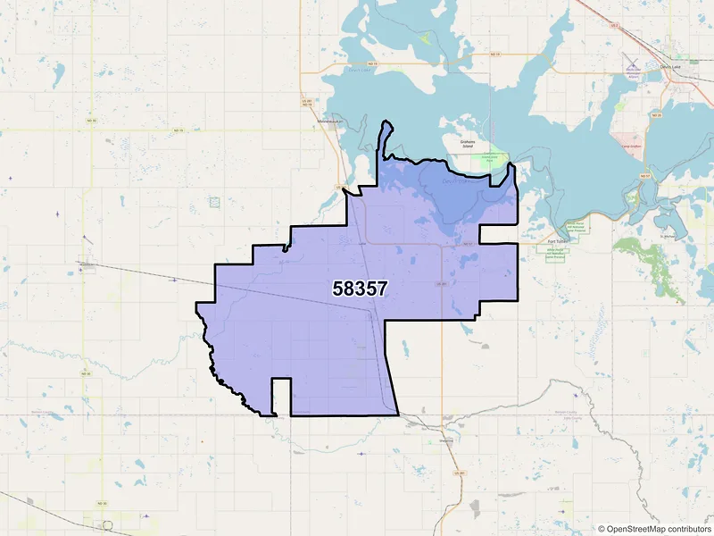 Map of ZIP Code 58357 — Oberon, ND