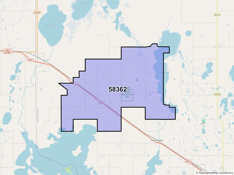 Map of ZIP Code 58362 — Penn, ND
