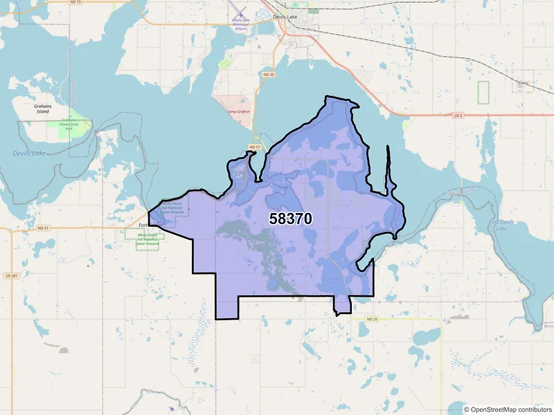 Map of ZIP Code 58370 — Saint Michael, ND