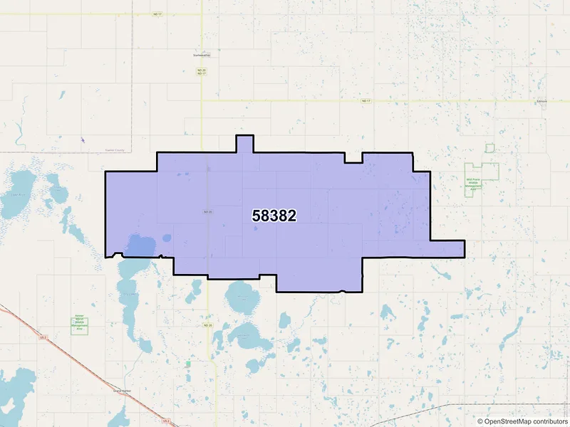 Map of ZIP Code 58382 — Webster, ND