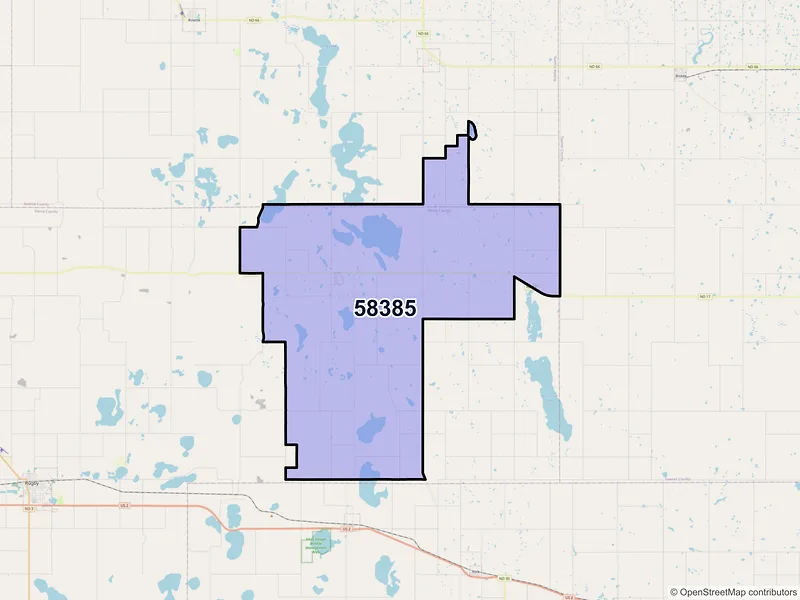 Map of Wolford, North Dakota and ZIP codes