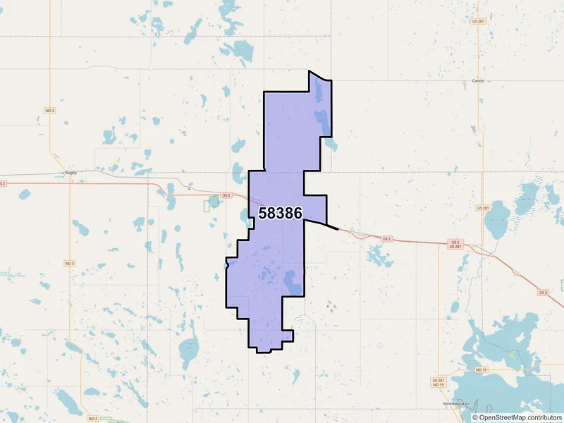 Map of York, North Dakota and ZIP codes