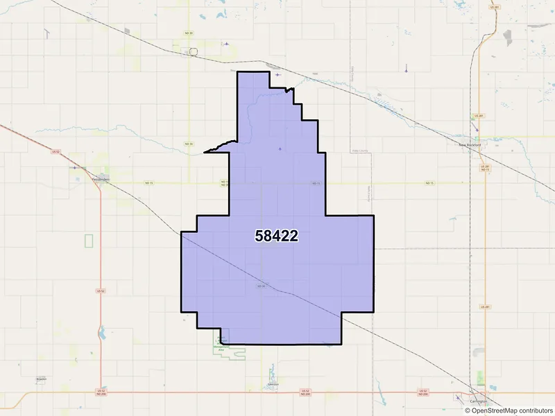 Map of ZIP Code 58422 — Cathay, ND
