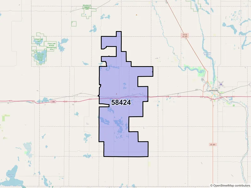 Map of Cleveland, North Dakota and ZIP codes