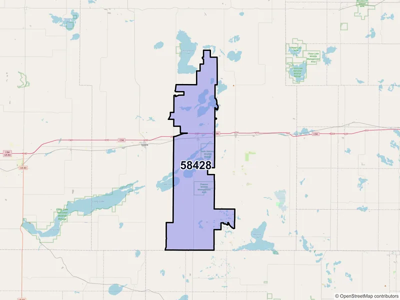 Map of ZIP Code 58428 — Dawson, ND