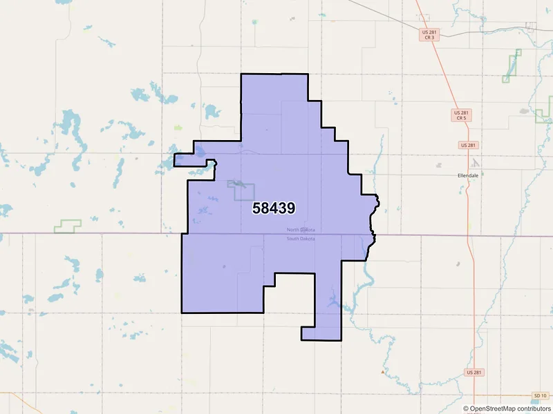 Map of ZIP Code 58439 — Forbes, ND