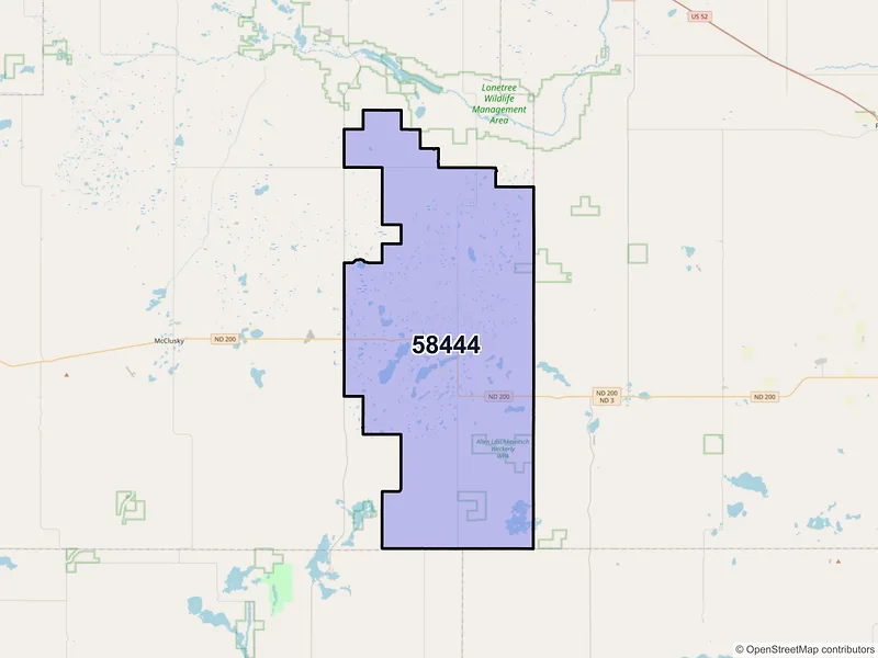 Map of ZIP Code 58444 — Goodrich, ND