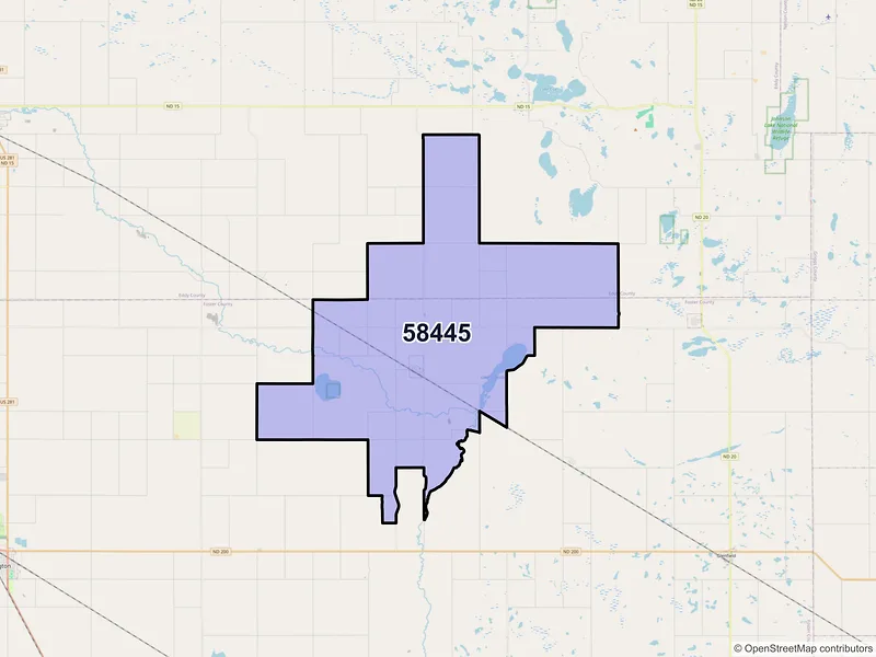 Map of ZIP Code 58445 — Grace City, ND
