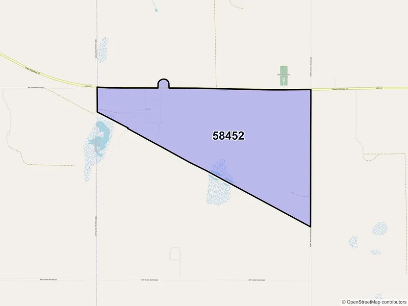 Map of ZIP Code 58452 — Jessie, ND