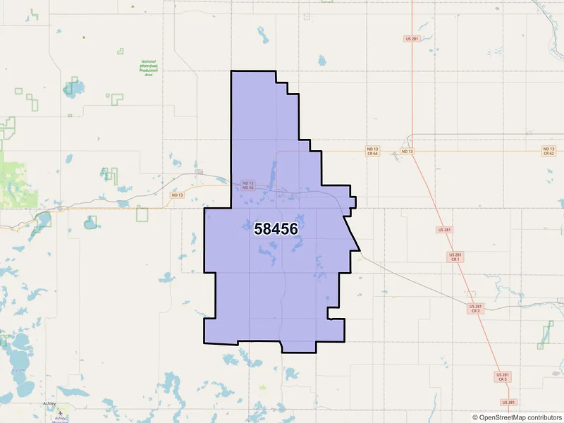 Map of Kulm, North Dakota and ZIP codes