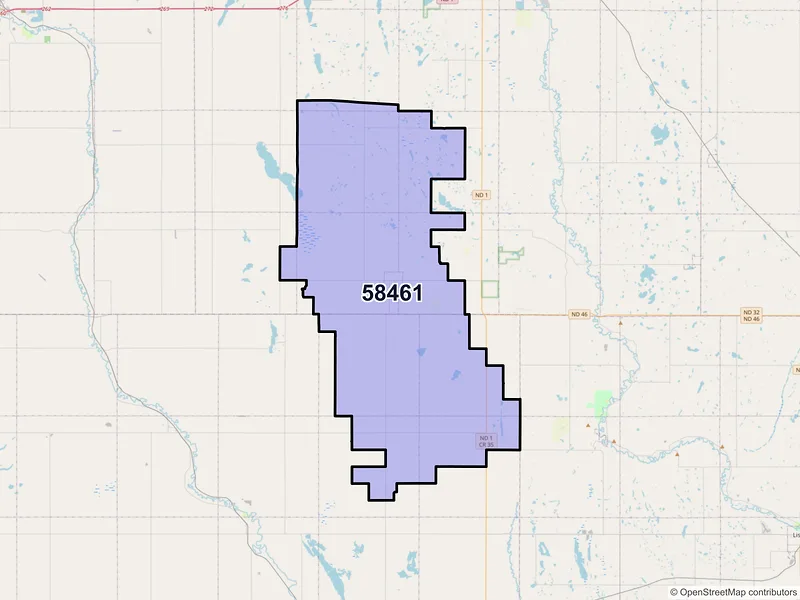 Map of ZIP Code 58461 — Litchville, ND