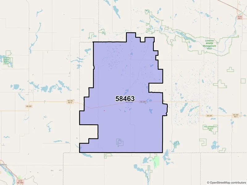 Map of ZIP Code 58463 — Mcclusky, ND