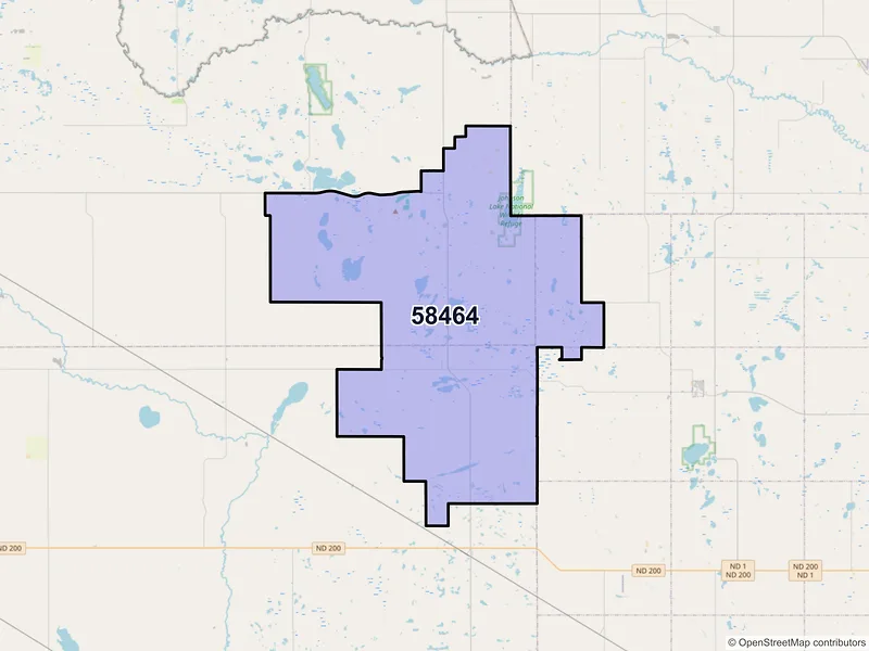 Map of ZIP Code 58464 — Mchenry, ND