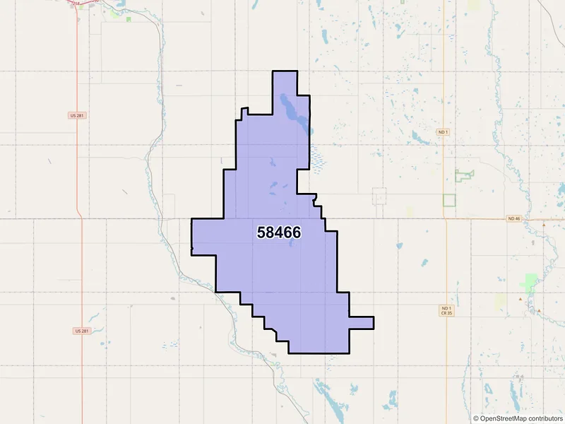 Map of ZIP Code 58466 — Marion, ND