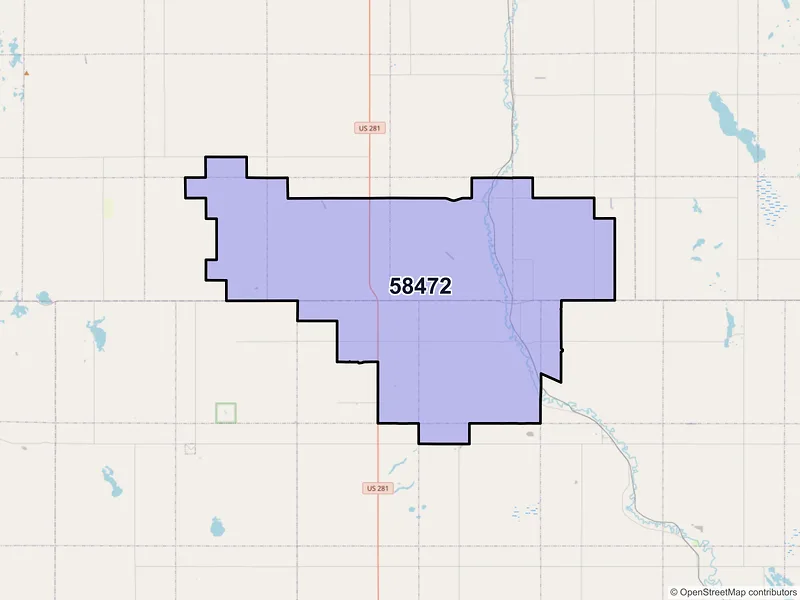 Map of ZIP Code 58472 — Montpelier, ND