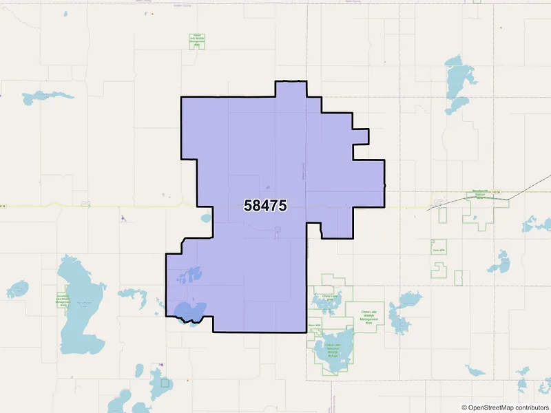 Map of ZIP Code 58475 — Pettibone, ND