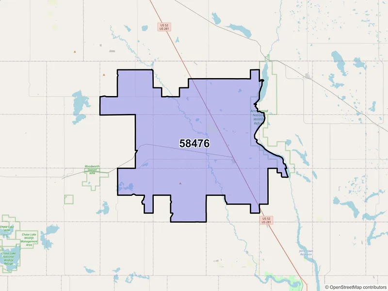 Map of ZIP Code 58476 — Pingree, ND