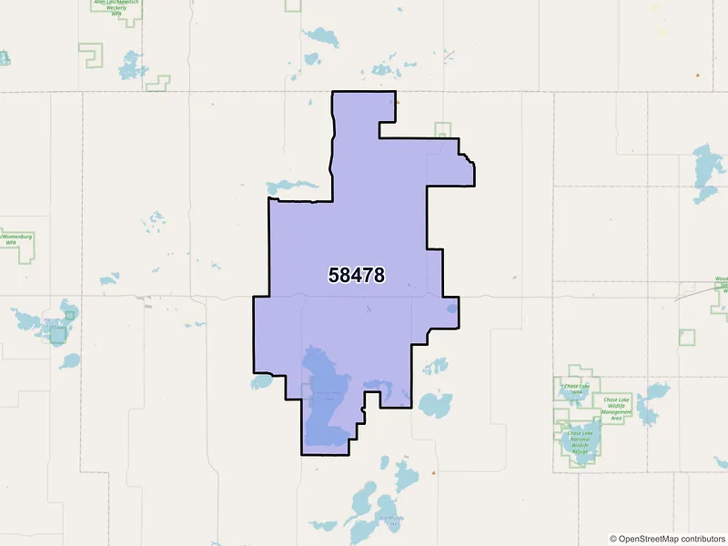 Map of ZIP Code 58478 — Robinson, ND