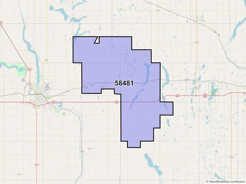 Map of ZIP Code 58481 — Spiritwood, ND