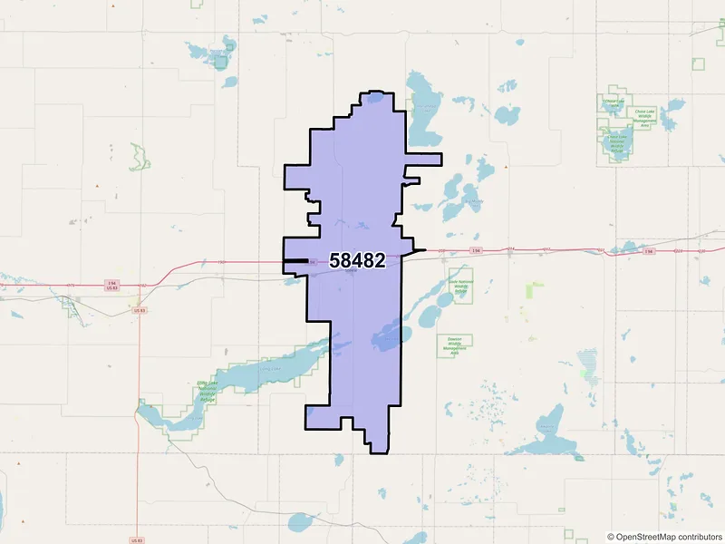 Map of ZIP Code 58482 — Steele, ND