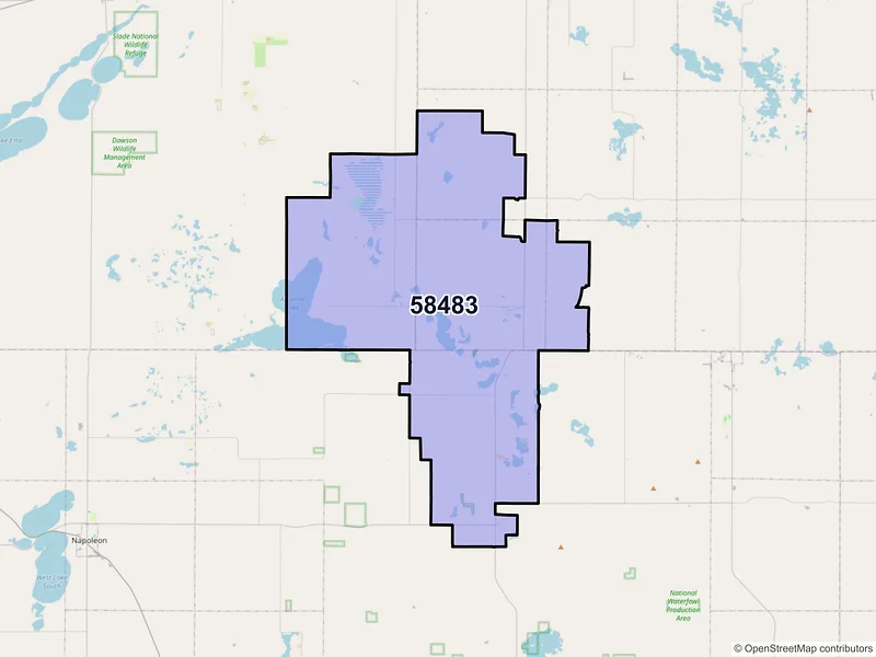 Map of ZIP Code 58483 — Streeter, ND