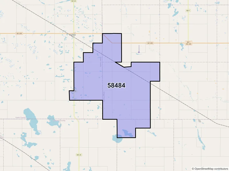 Map of ZIP Code 58484 — Sutton, ND