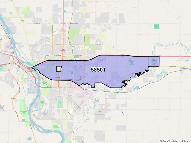 Map of ZIP Code 58501 — Bismarck, ND
