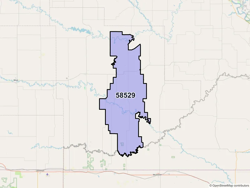 Map of ZIP Code 58529 — Carson, ND