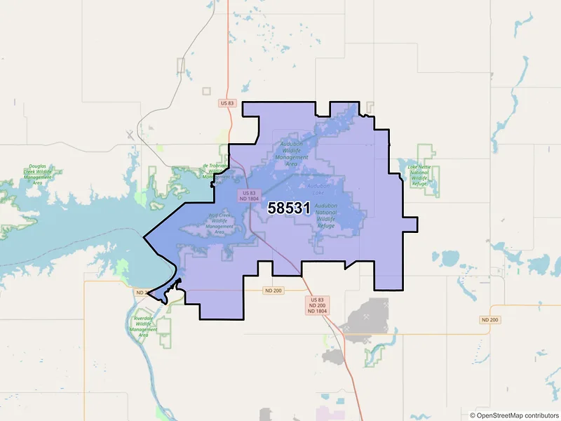 Map of ZIP Code 58531 — Coleharbor, ND