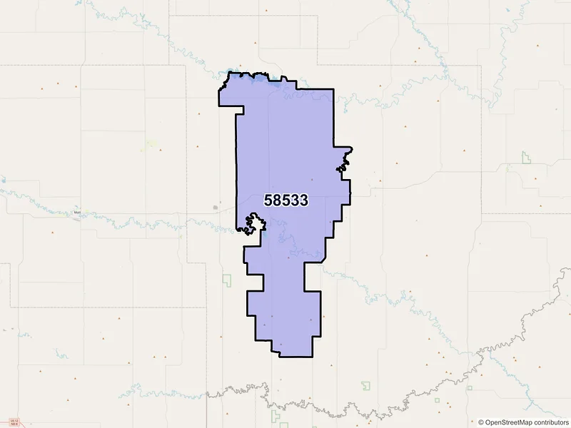 Map of Elgin, North Dakota and ZIP codes
