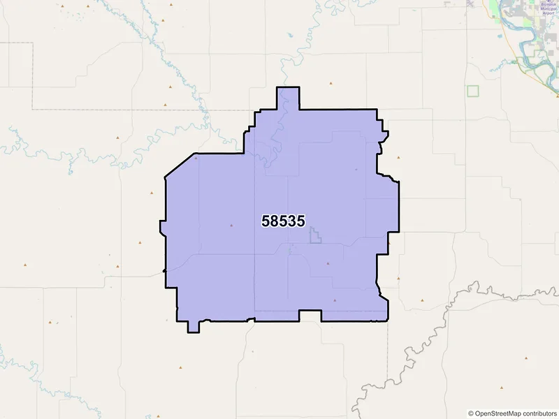 Map of ZIP Code 58535 — Flasher, ND