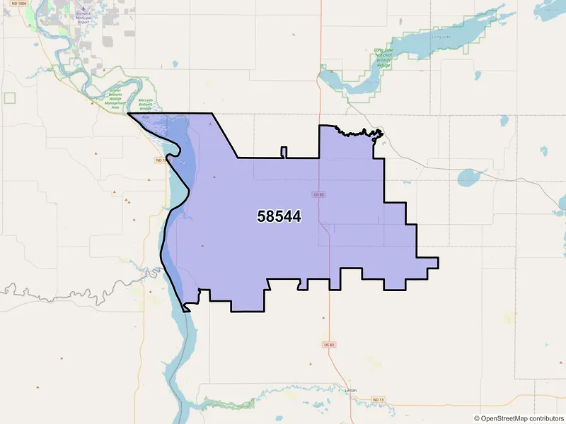 Map of ZIP Code 58544 — Hazelton, ND