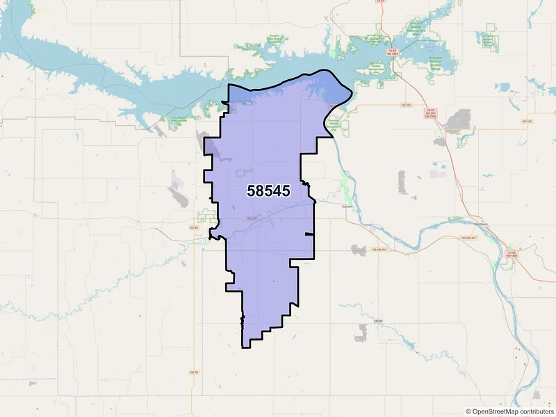 Map of ZIP Code 58545 — Hazen, ND