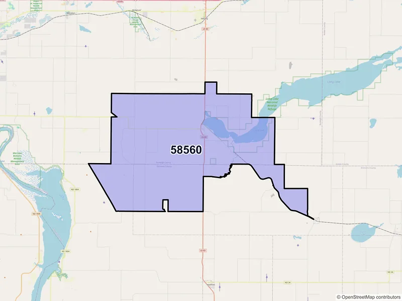 Map of ZIP Code 58560 — Moffit, ND